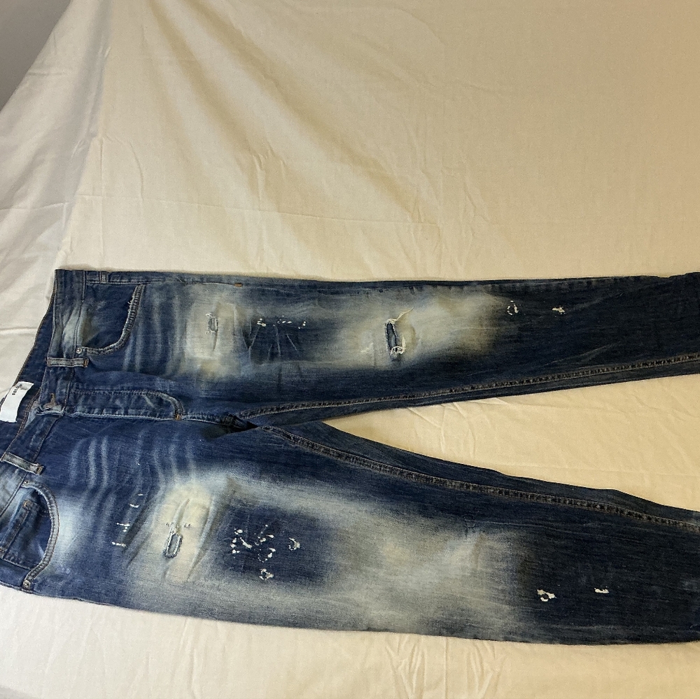 Used Designer Italian Soldier Denim Mens Jeans 38 Waist